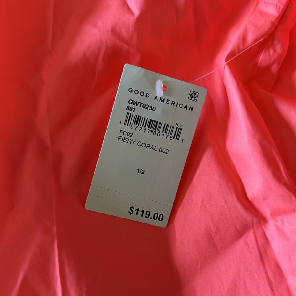 Good American shirt and short set. Fiery coral. NWT - Picture 3 of 6